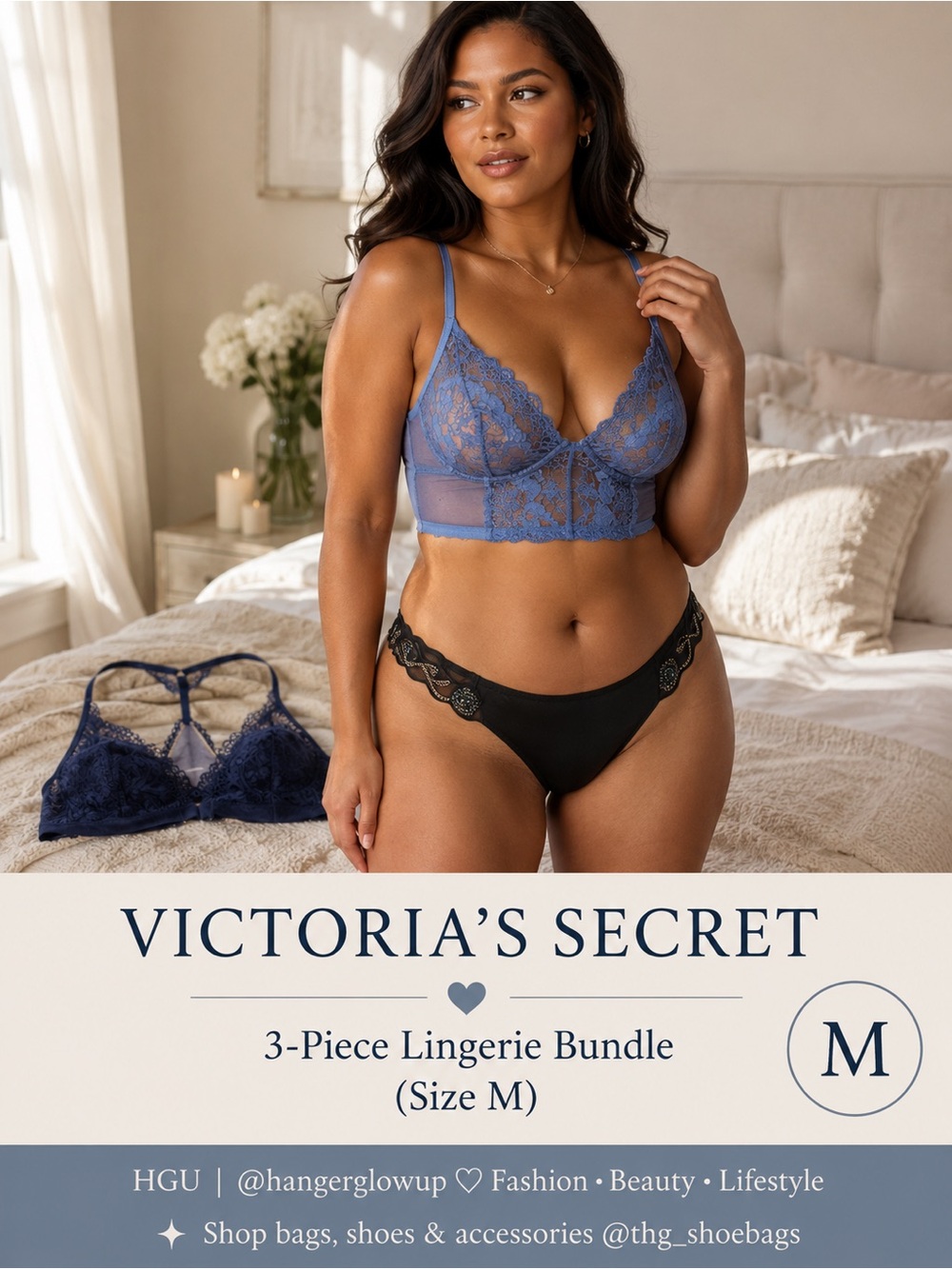 Victoria’s Secret 3PC Lace Bralette & Very Sexy Brazilian Bundle M NWT